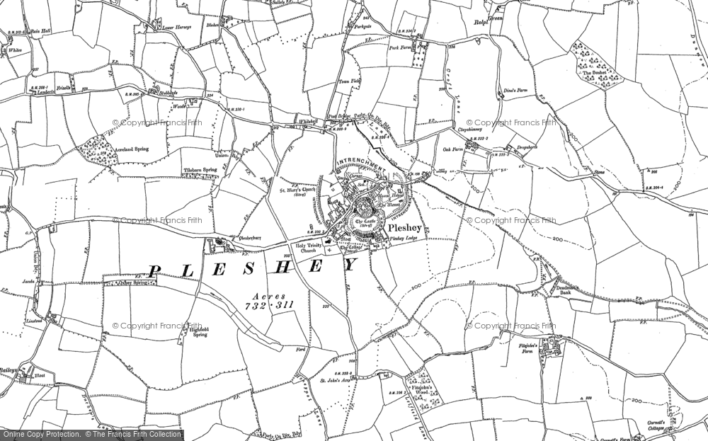 Old Map of Historic Map covering Acreland Green in 1895