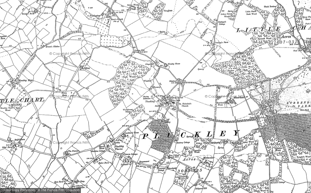 Old Map of Historic Map covering Pluckley Thorne in 1896