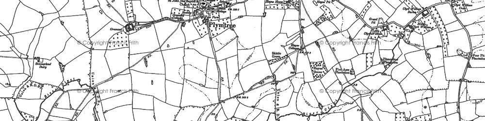 Old map of Plymtree in 1887
