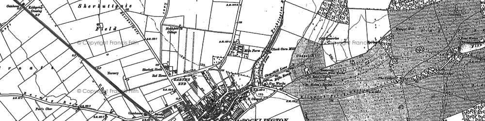 Old map of Pocklington in 1890