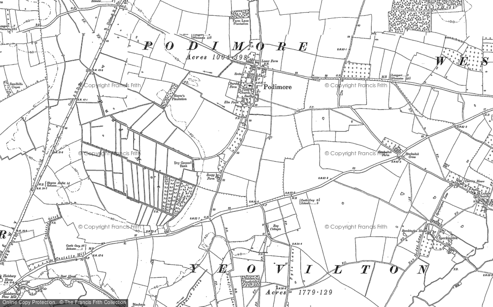 Old Map of Podimore, 1885 in 1885