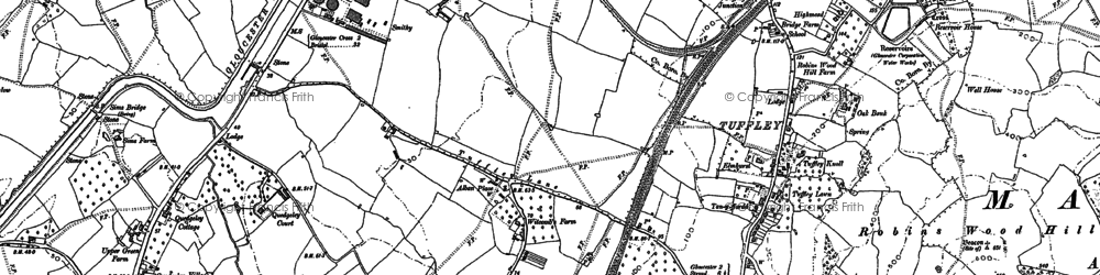 Old map of Podsmead in 1883