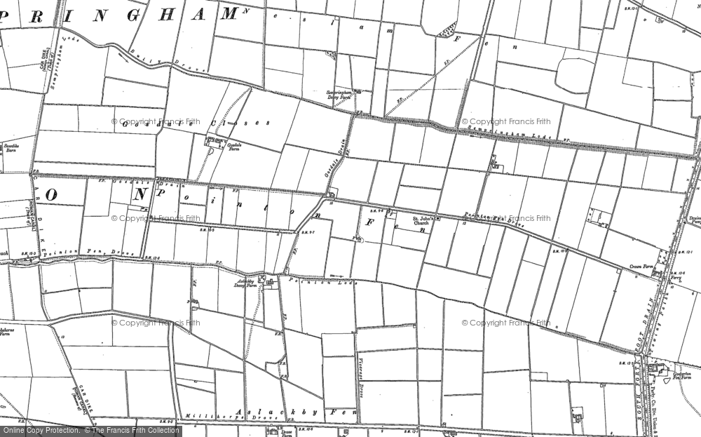 Old Map of Pointon Fen, 1886 - 1887 in 1886