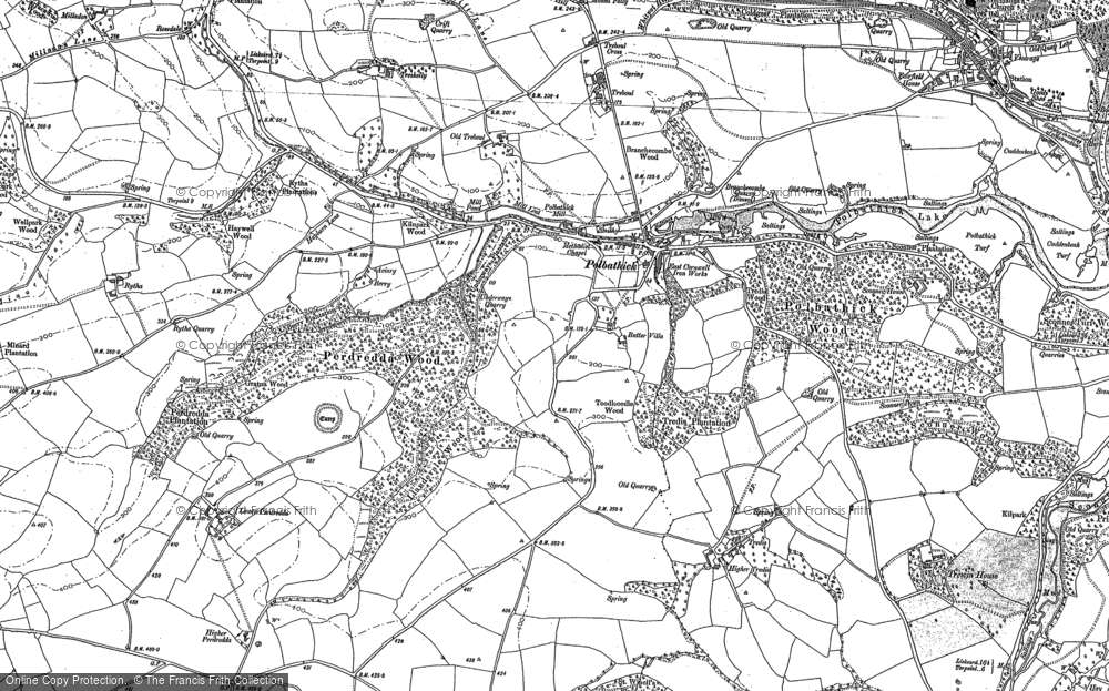 Old Map of Historic Map covering Perdredda Wood in 1888