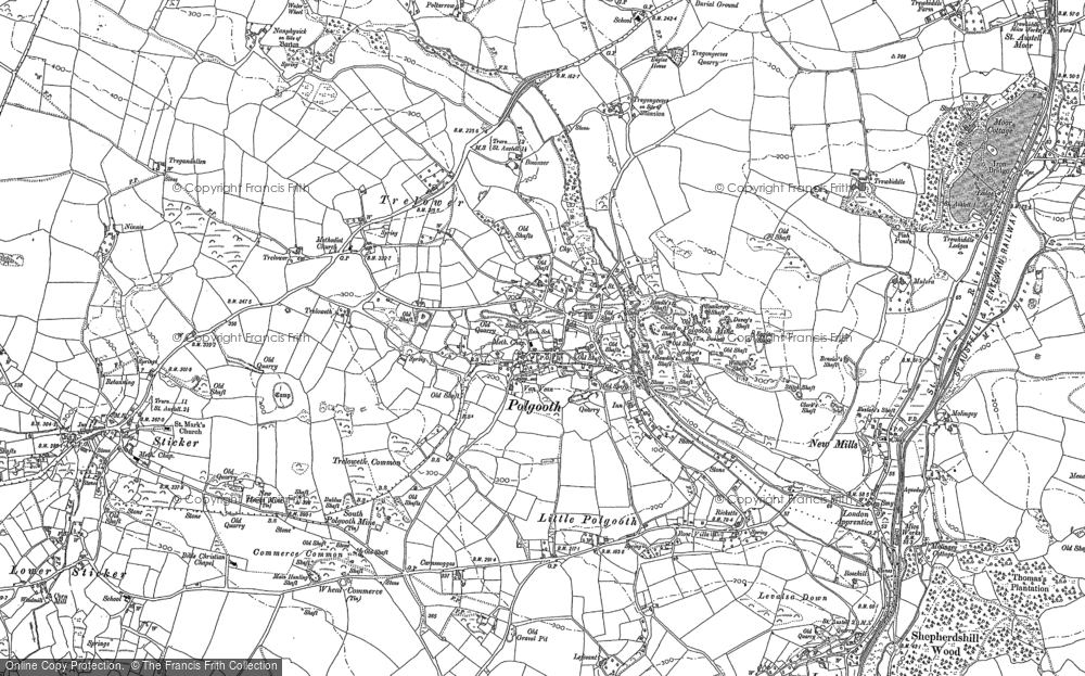 Old Map of Polgooth, 1881 in 1881