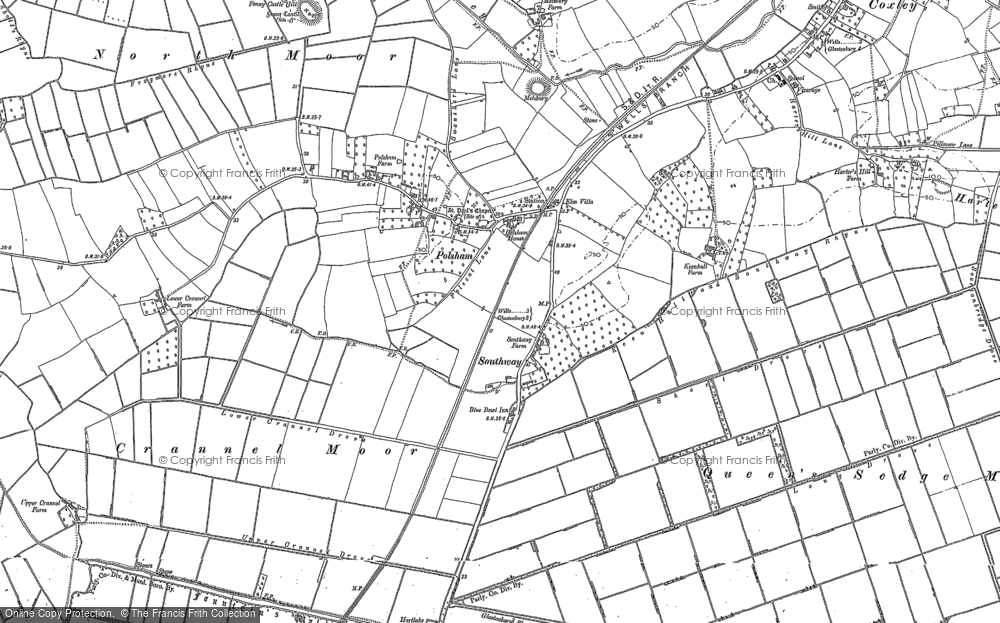 Old Map of Historic Map covering Southway in 1884