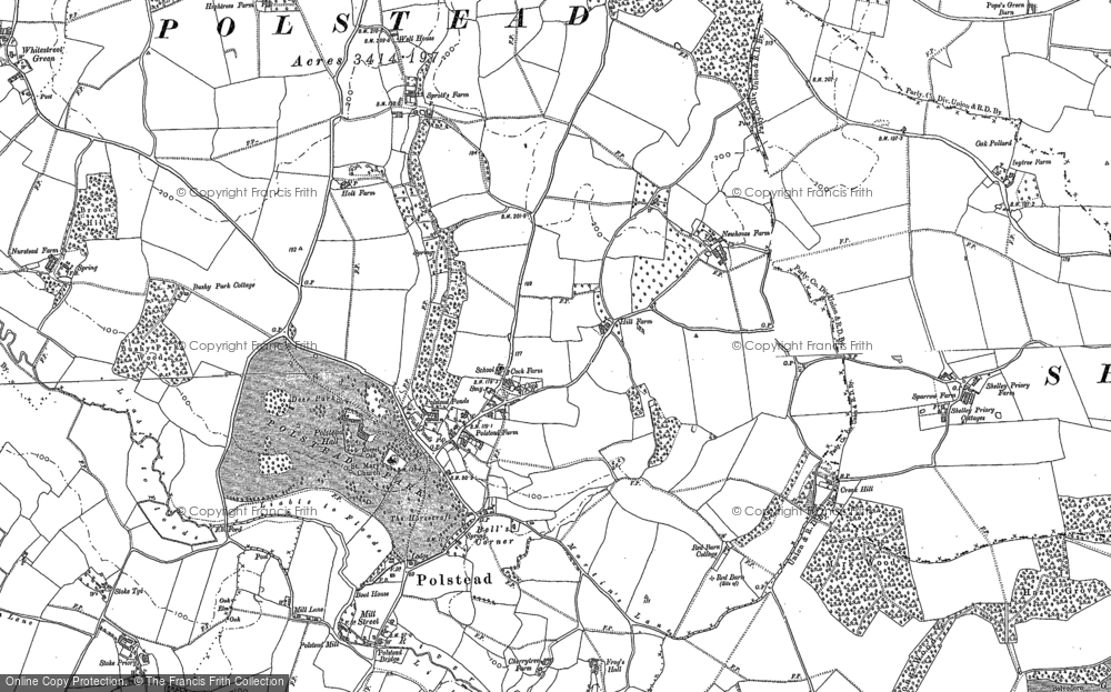 Old Map of Polstead, 1884 - 1885 in 1884