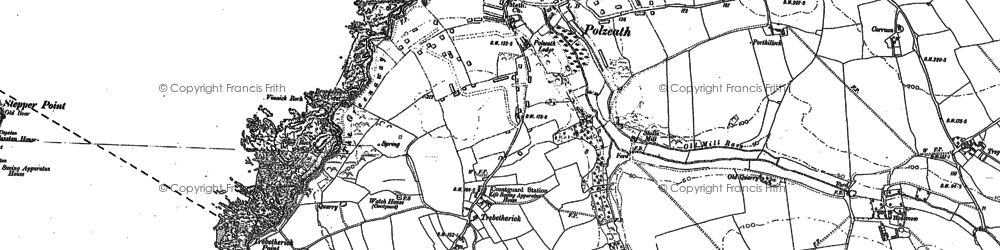 Old map of Polzeath in 1880