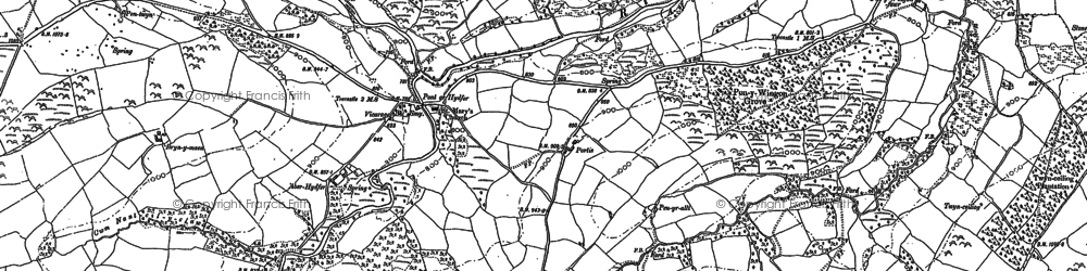 Old map of Aberhydfer in 1884