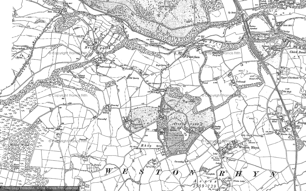 Old Map of Historic Map covering Fron in 1874