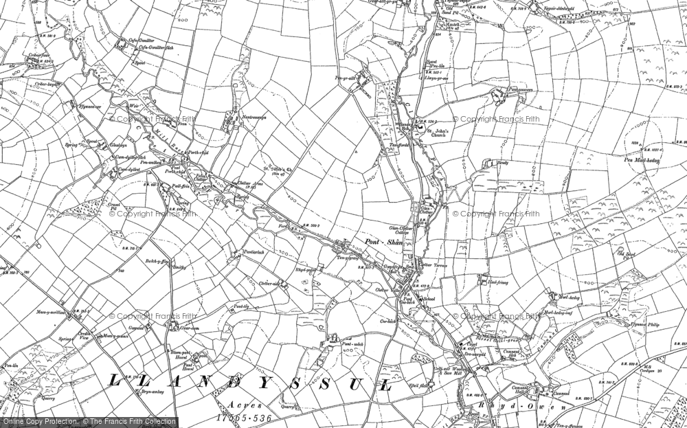 Old Map of Historic Map covering Brynllwyd in 1887