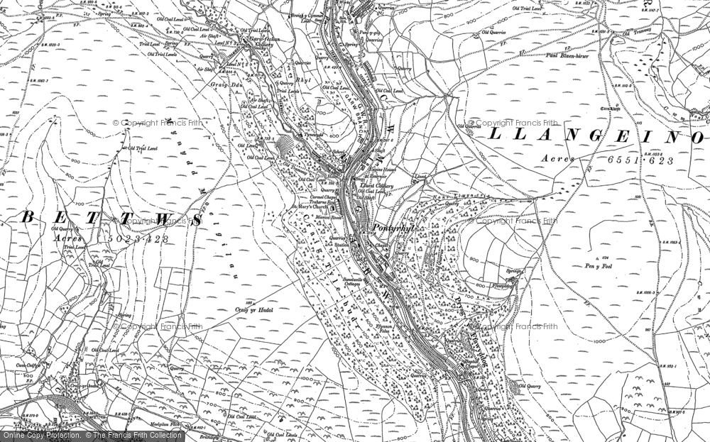 Old Map of Historic Map covering Braich y Cymmer in 1897