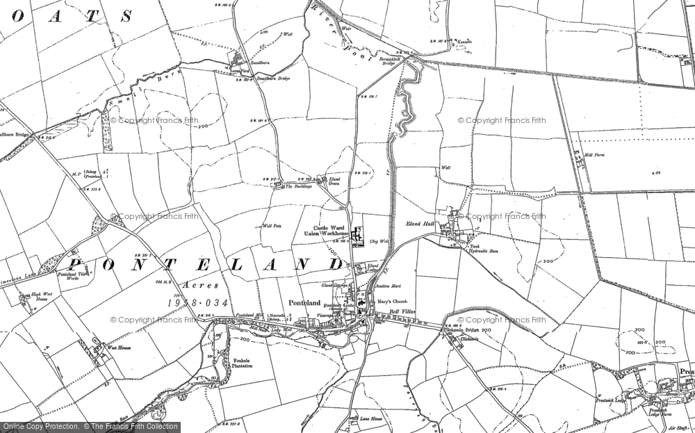 Old Map of Ponteland, 1895 in 1895