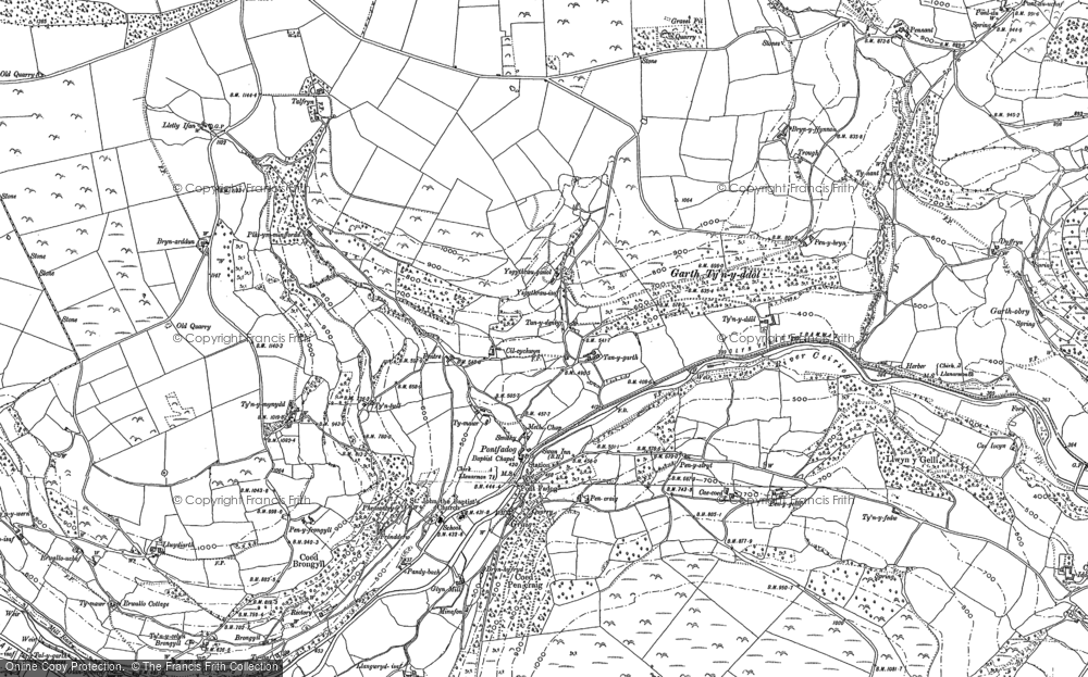 Old Map of Historic Map covering Brynarddyn in 1909