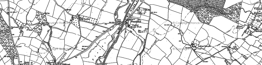 Old map of Pontithel in 1887