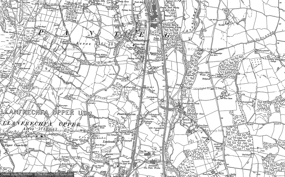 Old Map of Pontrhydyrun, 1899 - 1900 in 1899