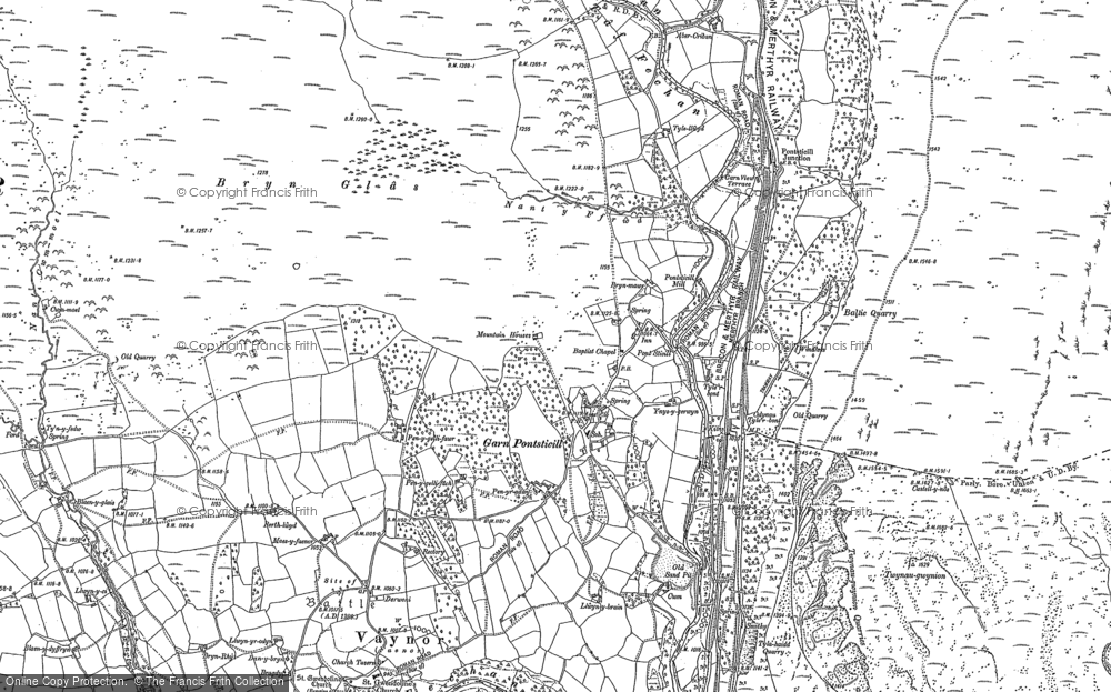 Old Map of Historic Map covering Brecon Mountain Rly in 1903
