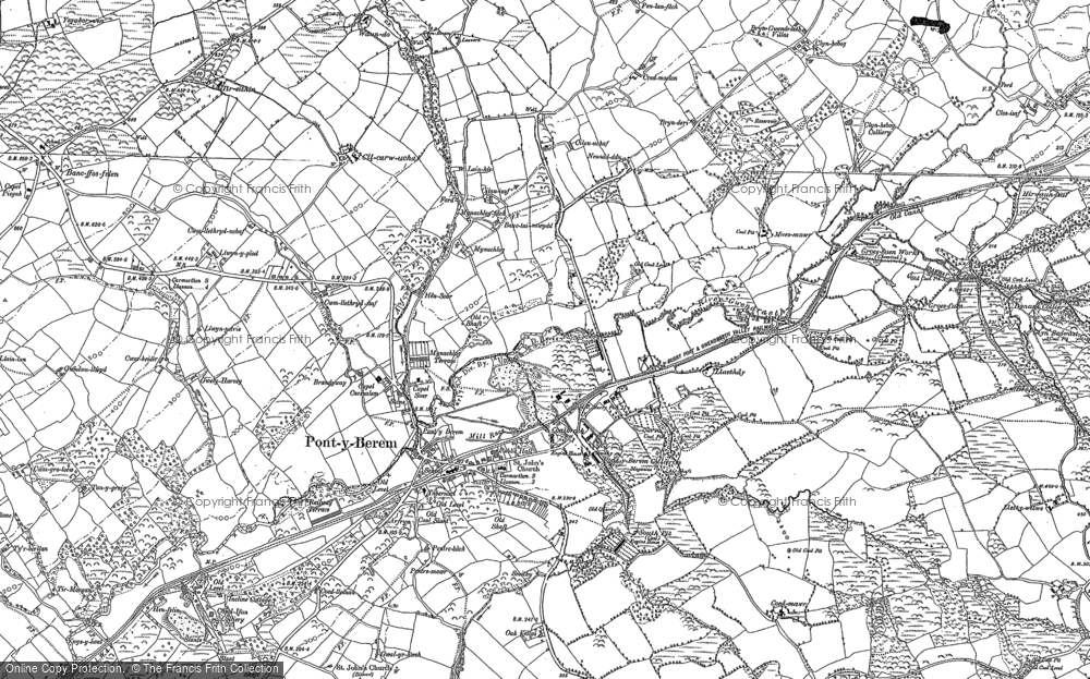 Old Map of Historic Map covering Bryn-banal-Fawr in 1879