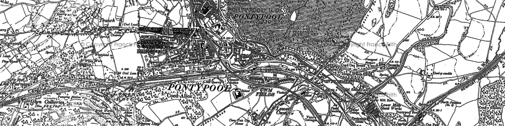 Old map of Pontypool in 1899