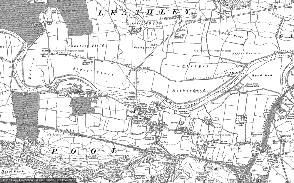 Old Map of Historic Map covering Old Bramhope in 1888