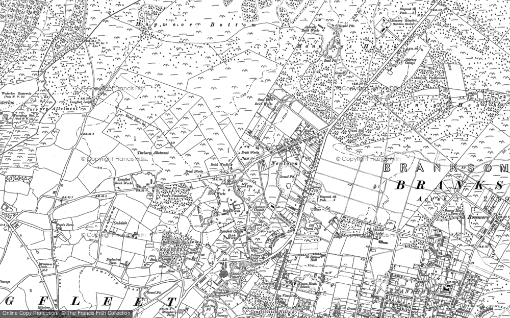 Old Map of Historic Map covering Poole Park in 1889