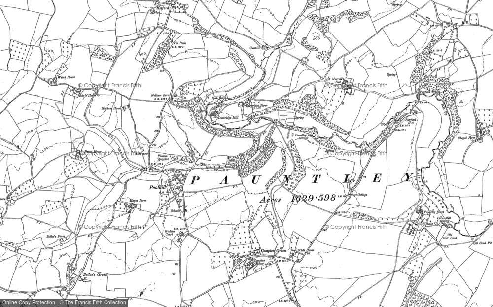 Old Map of Historic Map covering Botloe's Green in 1882