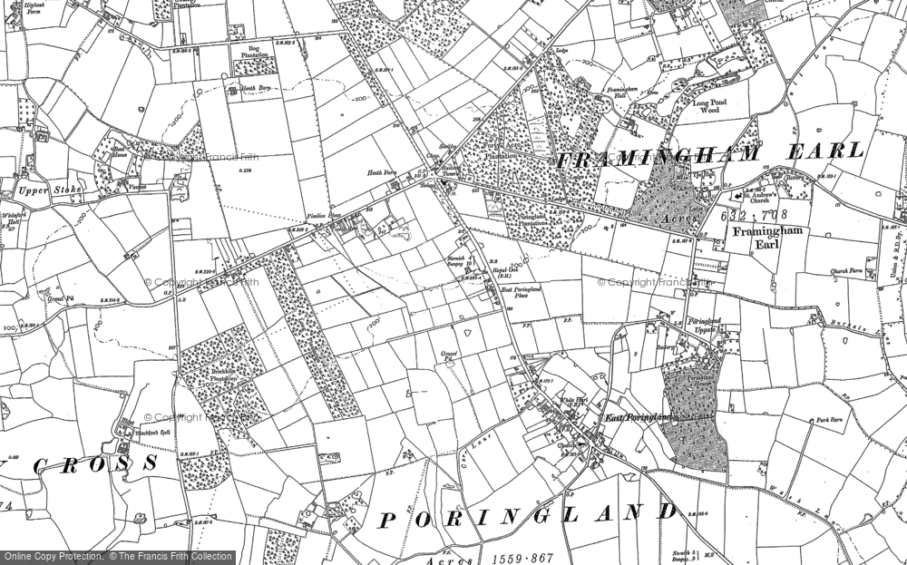 Old Map of Historic Map covering Upper Stoke in 1881