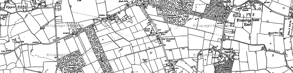 Old map of Poringland in 1881