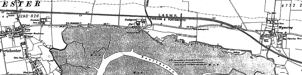 Old map of Port Solent in 1895