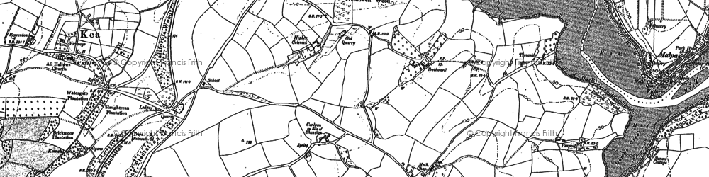 Old map of Porth Kea in 1879