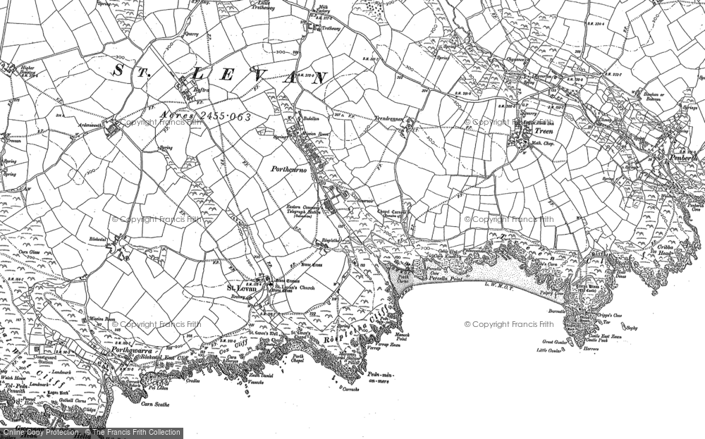 Old Map of Porthcurno, 1906 in 1906