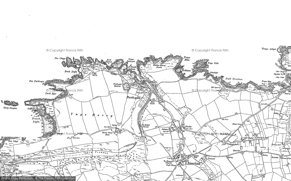 Old Map of Historic Map covering Ynys Barry in 1906
