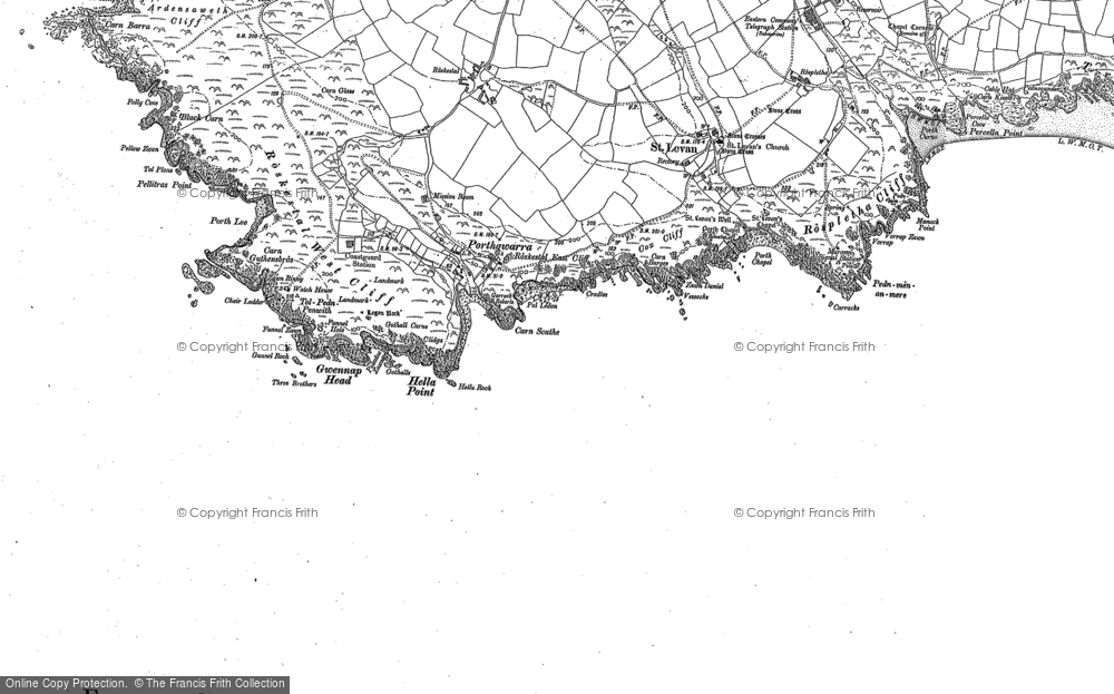 Old Map of Historic Map covering Black Carn in 1906