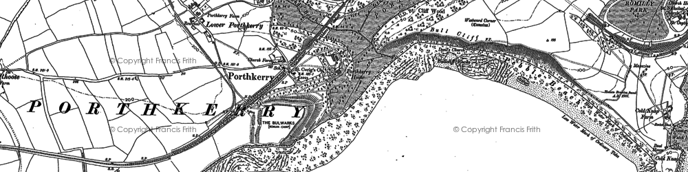 Old map of Porthkerry in 1914