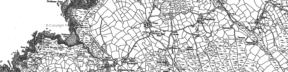 Old map of Gurnard's Head in 1877