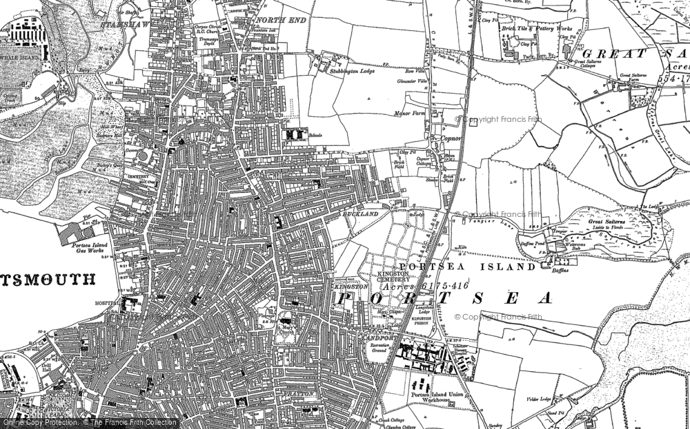 Old Map of Historic Map covering Copnor in 1895