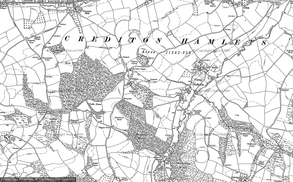 Old Map of Historic Map covering Blackdown Plantation in 1886