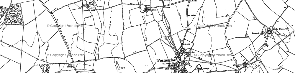 Old map of Poslingford in 1884
