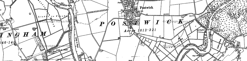 Old map of Whitlingham Marsh in 1881