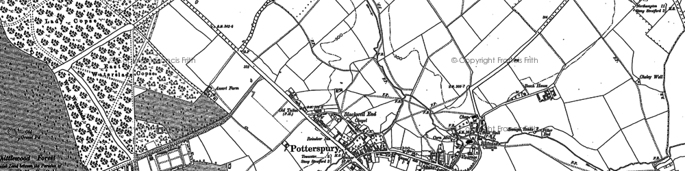Old map of Potterspury in 1883