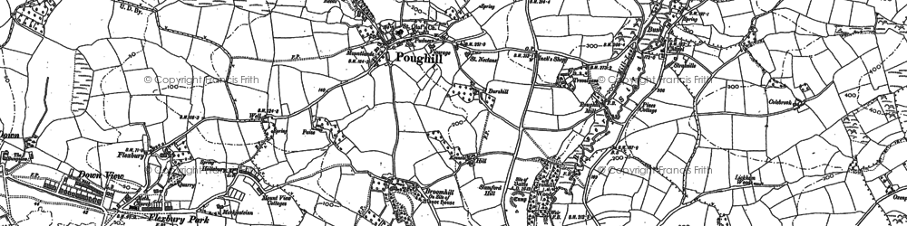 Old map of Poughill in 1884