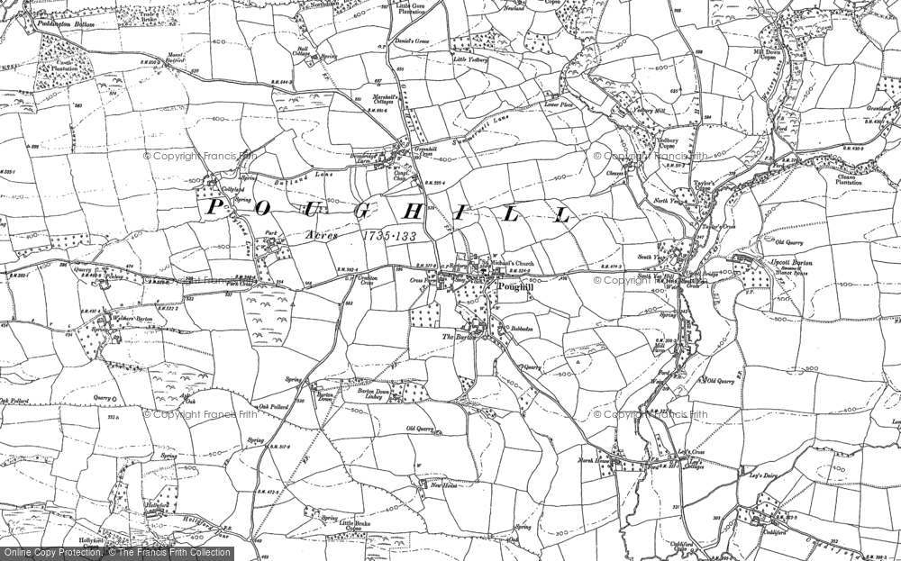 Old Map of Poughill, 1887 in 1887
