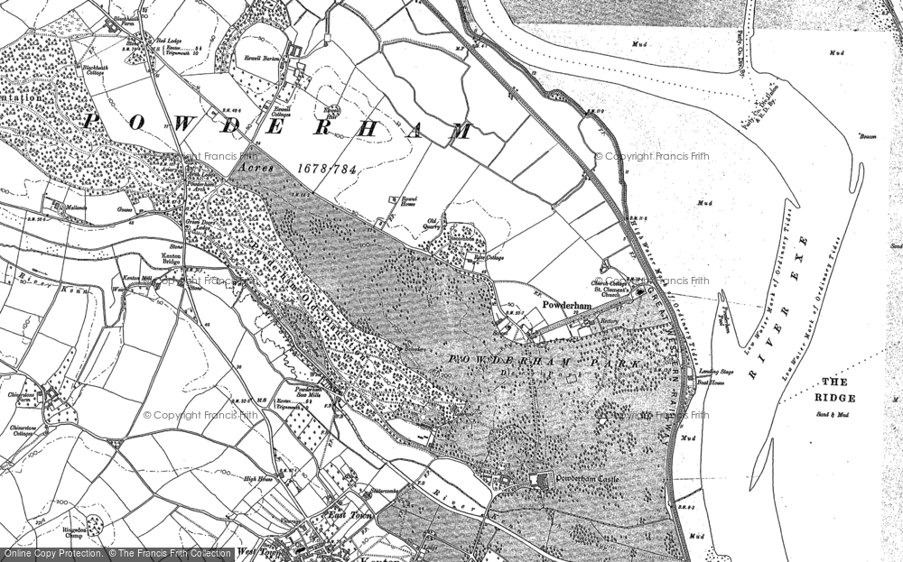 Old Map of Powderham, 1888 in 1888