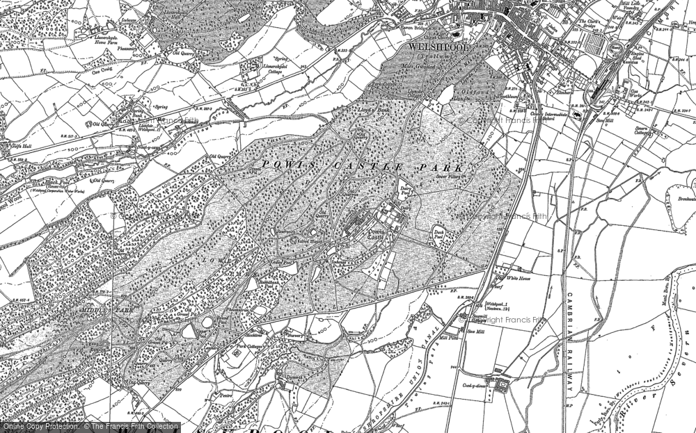 Old Map of Powis Castle, 1884 in 1884