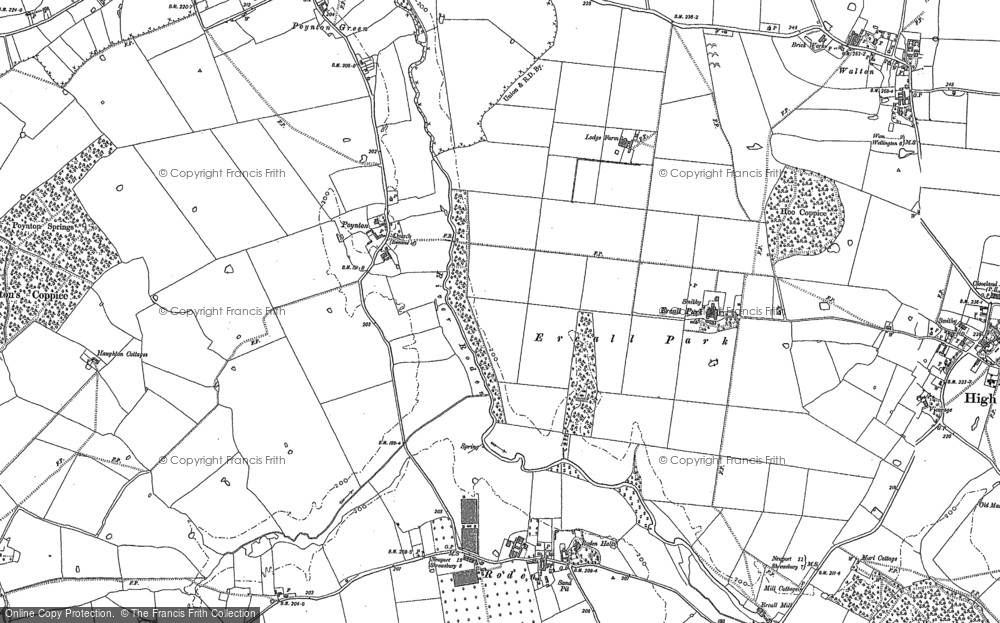 Old Map of Historic Map covering Poynton Green in 1881