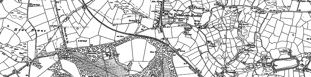 Old map of Praze-an-Beeble in 1877
