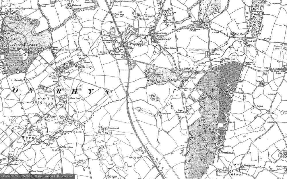 Old Map of Preesgweene, 1874 - 1899 in 1874