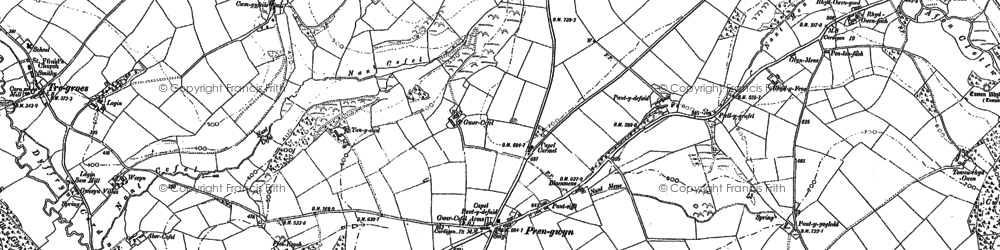 Old map of Pren-gwyn in 1887