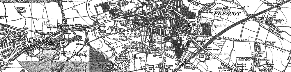 Old map of Prescot in 1891