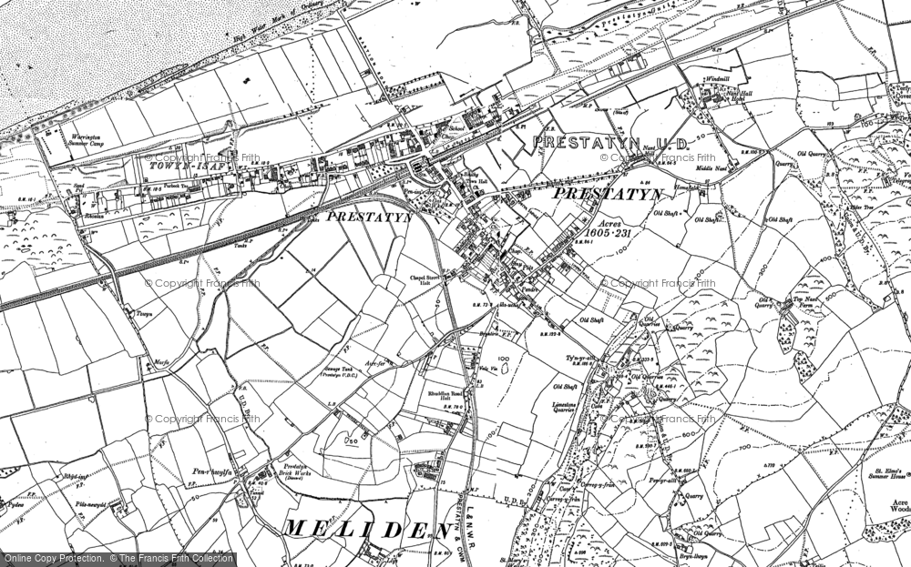Old Map of Historic Map covering y-Ffrith in 1910